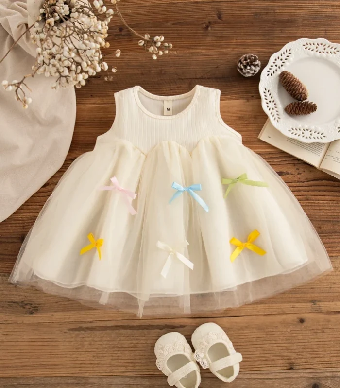 Baby Girl Tulle Dress with Colorful Bows
