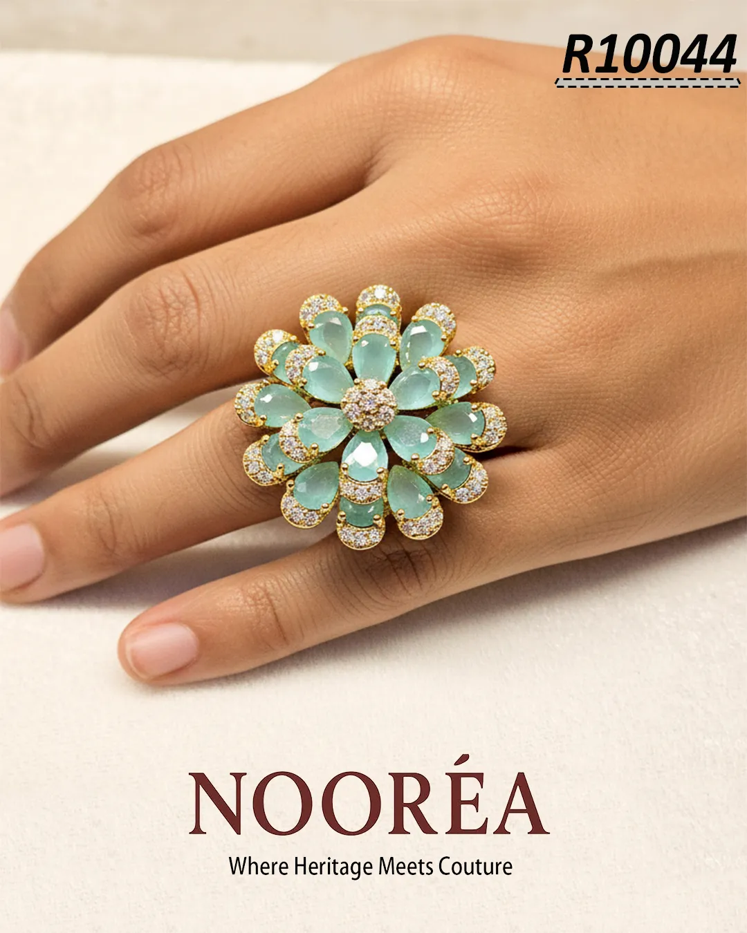 Mint Blossom Statement Ring