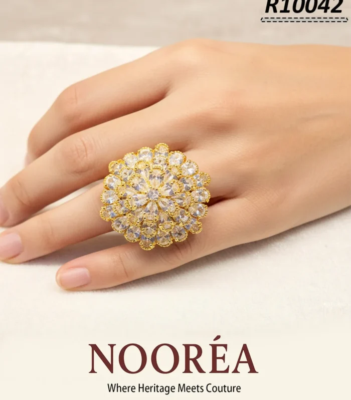 Golden Bloom Cluster Ring