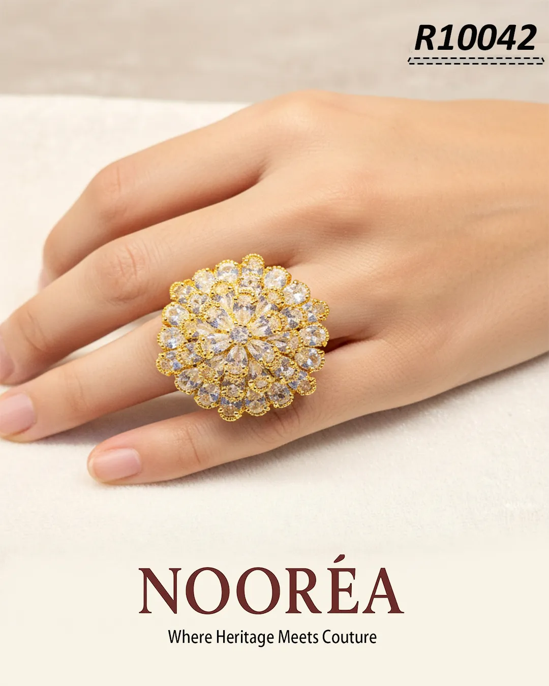 Golden Bloom Cluster Ring