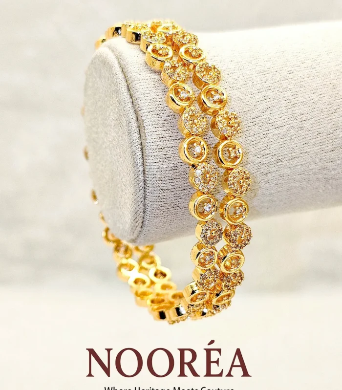 Golden Rosette Charm Bangle