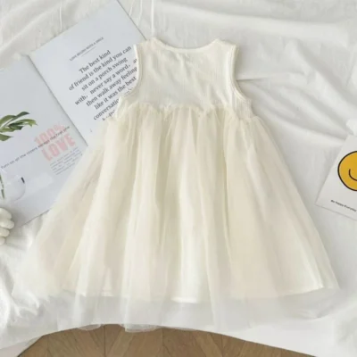 Fashionable Baby Dresses Kids Bowknot Mesh Skirt 2025 Summer