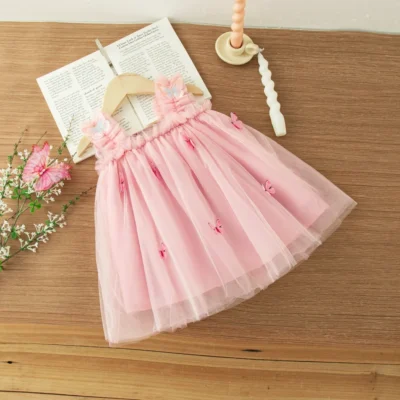 Baby Girl Dresses Summer Mesh Butterfly Girls Dresses Cute Back Wings Girls Princess Dresses Baby Clothes Girl