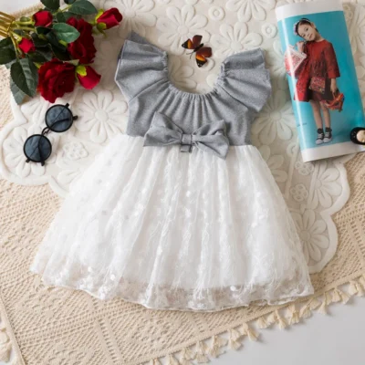 Sweet Bow Baby Girl Princess Dress, Summer New Children’S Clothing Suitable For Babies Aged 9 Months To 3 Years Old – white