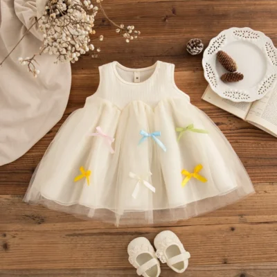 Baby Girl Tulle Dress with Colorful Bows