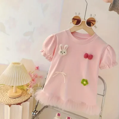 Girls’ Sleeveless Pink Tulle Dress – Lightweight, Ruffled Princess Style with Bows, Perfect for Toddlers & Playtime